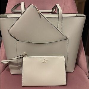 Kate Spade Cream Tote and Pouch Set